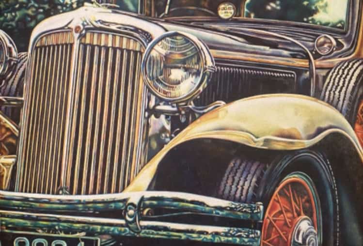 Close up drawing of car