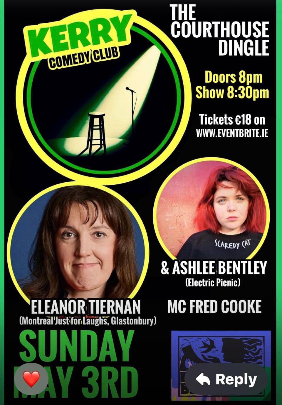 Kerry Comedy Club presents Eleanor Tiernan, Ashley Bentley