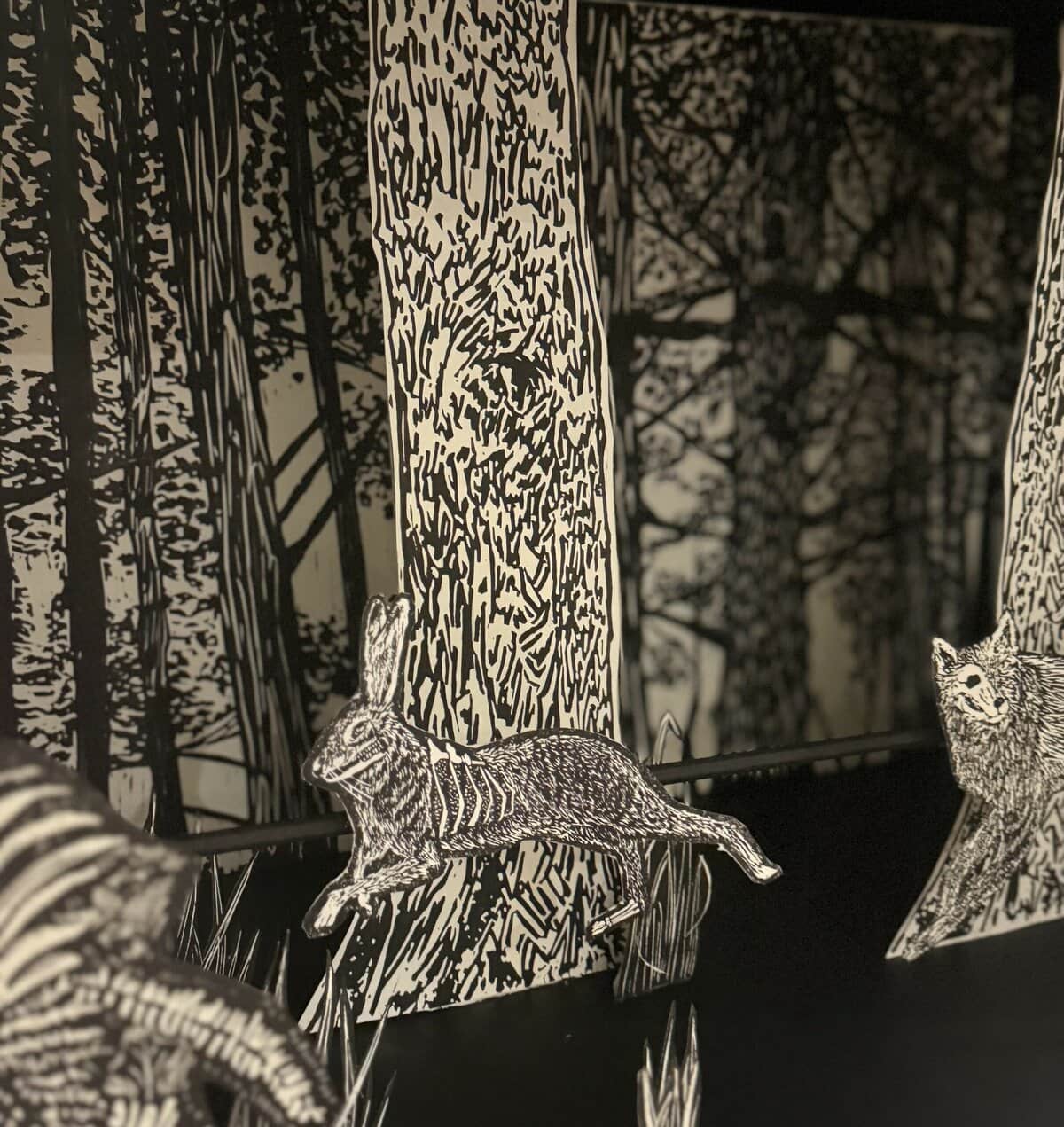 Forest scene with fox by Clara Weldon