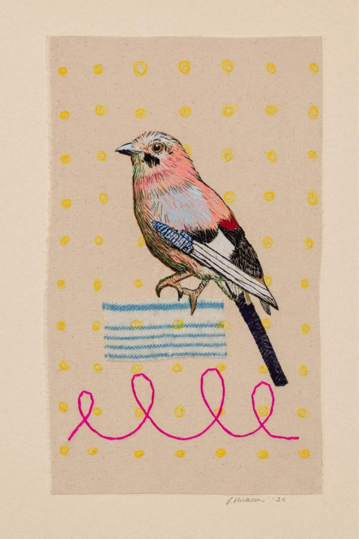 Bird crawing created using blankets and tablecloths