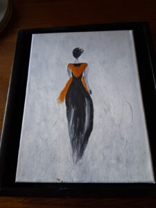 Painting of back of elegant lady